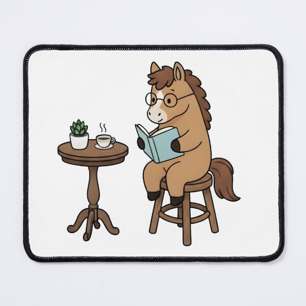 Item preview, Cute Reading Horse with Coffee | Cozy Book Lover Illustration designed and sold by Senkov.