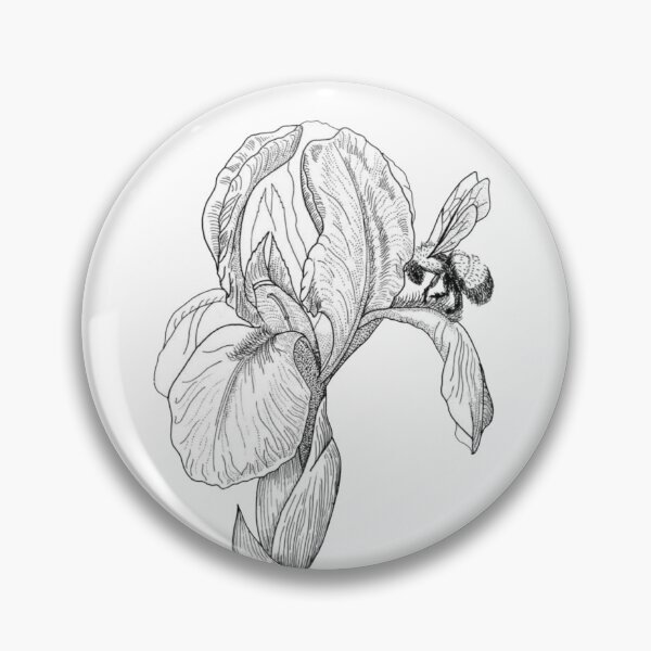 Item preview, Iris with Bee Illustration, Iris Decor, Iris Drawing designed and sold by HawthorneFlame.