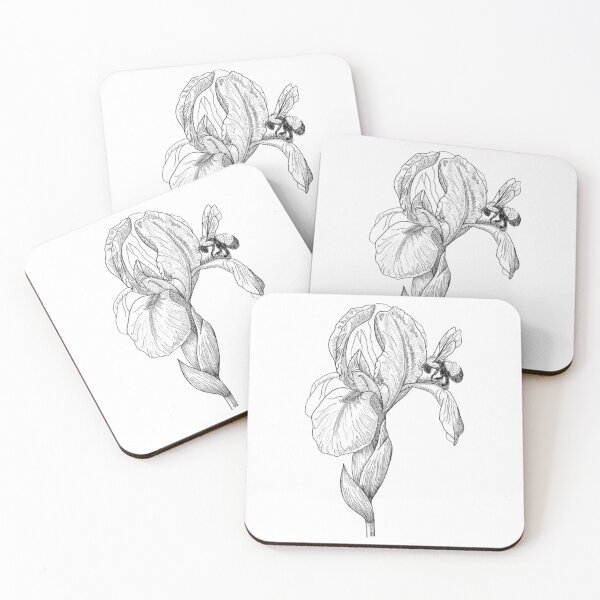 Item preview, Iris with Bee Illustration, Iris Decor, Iris Drawing designed and sold by HawthorneFlame.