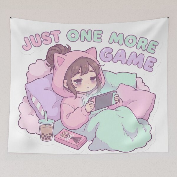 Item preview, Sleepy Cozy Gamer Girl "Just One More Game" designed and sold by StickyGuys.