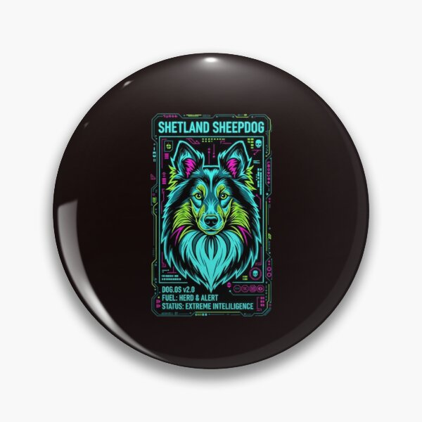 Item preview, Neon Shetland Sheepdog - Sheltie Doge OS Retro Cyberpunk  designed and sold by PrimeTime85.