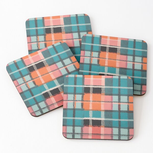 Item preview, Turquoise Ochre Pink Plaid designed and sold by WallsAlive.