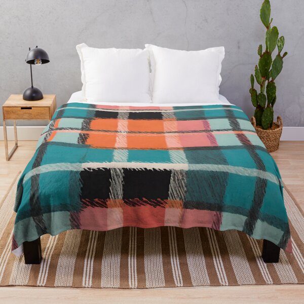 Item preview, Turquoise Ochre Pink Plaid designed and sold by WallsAlive.