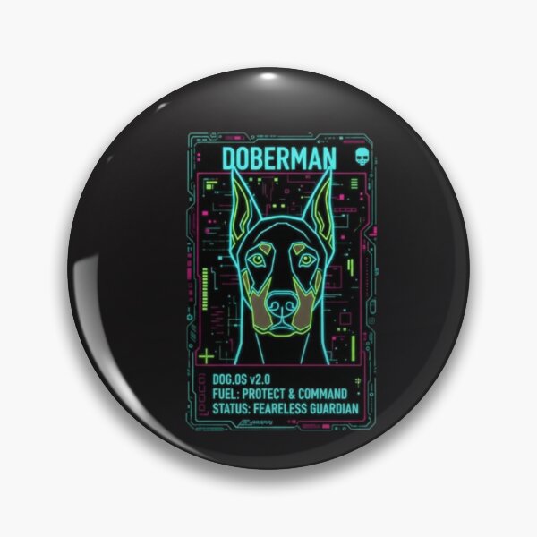Item preview, Neon Doberman - Fearless Guardian Doge OS Retro Cyberpunk  designed and sold by PrimeTime85.
