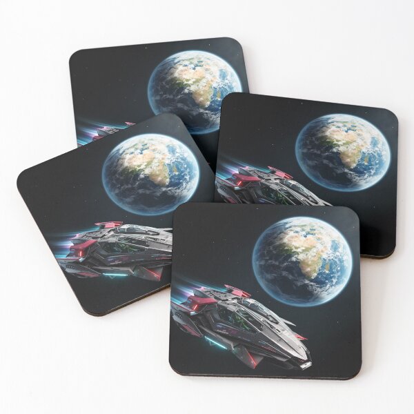 Item preview, Cyberpunk spaceship near Earth designed and sold by aykiradesigns.