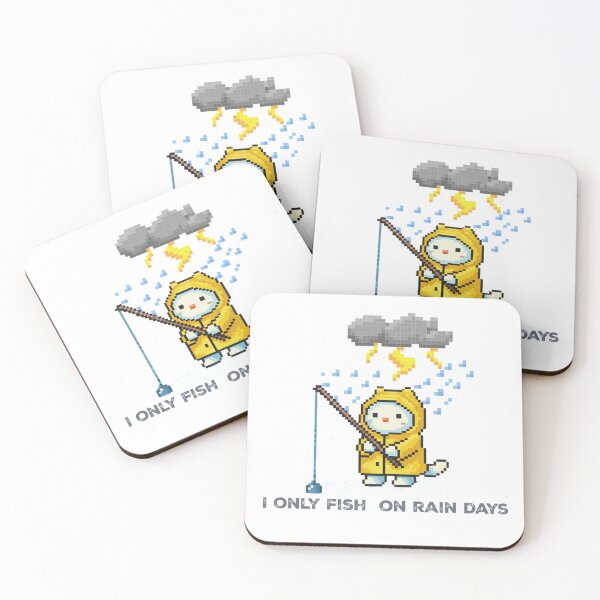 Item preview, I Only Fish On Rainy Days - Cozy Gamer Pixel Art Aesthetic designed and sold by ladymirastudio.
