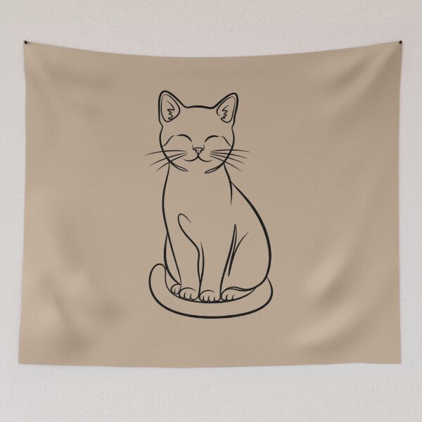 Item preview, Cute Minimalist One Line Cat Doodle Art designed and sold by Design_Your_Day.