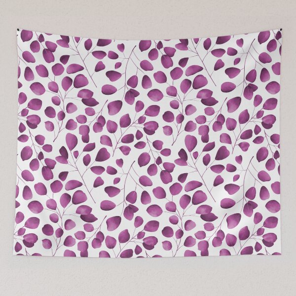 Item preview, Dancing Eucalyptus Leaves - Magenta on White BG designed and sold by thecolorbirdie.