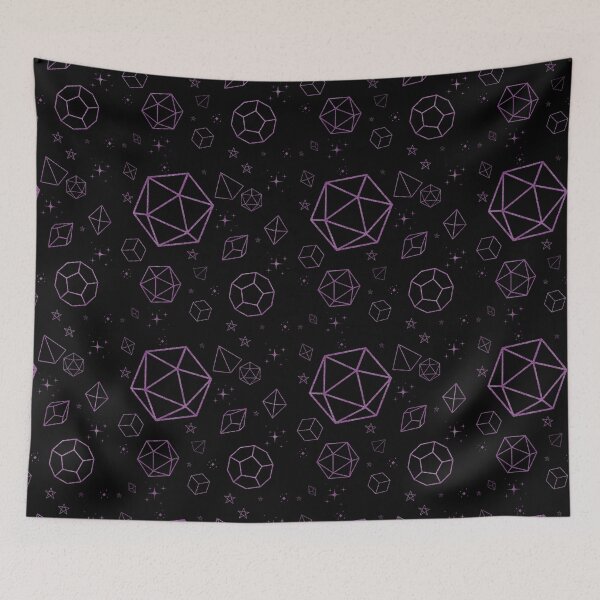 Item preview, Purple Sparkly D20 Dice Seamless Pattern Fantasy Tabletop RPG Dice Design designed and sold by annebmeadows.