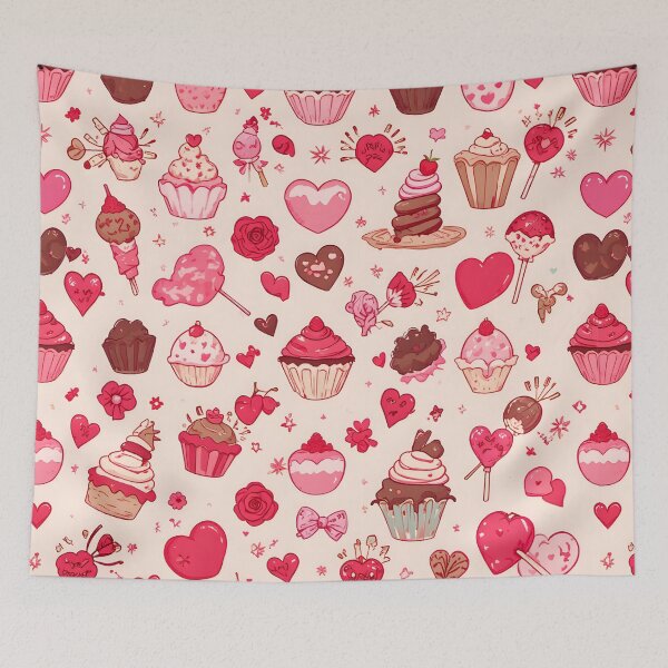 Item preview, Candy & Sweets Valentine Pattern – Cute Whimsical Cupcakes, Hearts & Chocolates Seamless Pink Dessert Design designed and sold by Amplify-n-Co.