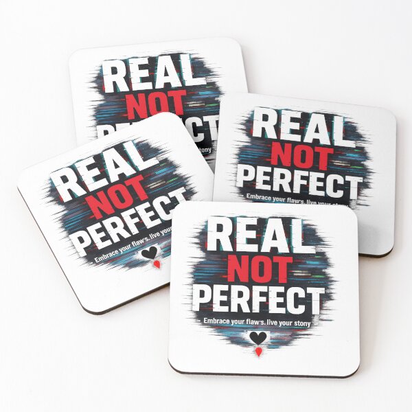 Item preview, REAL NOT PERFECT – Glitch Aesthetic Motivational Typography Design designed and sold by NomadUSArt.