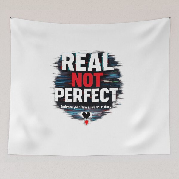 Item preview, REAL NOT PERFECT – Glitch Aesthetic Motivational Typography Design designed and sold by NomadUSArt.