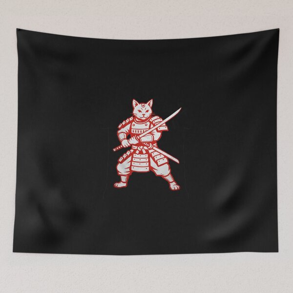 Item preview, Street Samurai Cat – Red Blade designed and sold by yaginoie.