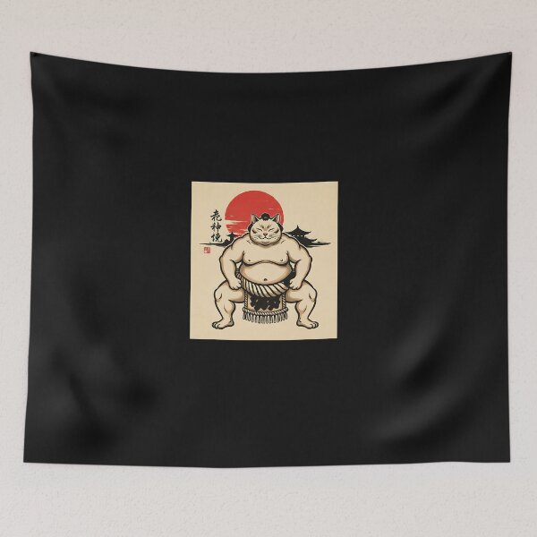 Item preview, Sumo Cat Warrior – Japanese Ink Art  designed and sold by yaginoie.