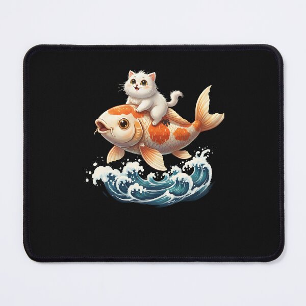 Item preview, Ukiyo-e Lucky Cat Riding Koi Fish designed and sold by yaginoie.