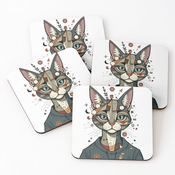 Item preview, Abstract Cyberpunk Mecha Cat - Futuristic Geometric Art designed and sold by Express  Designe.