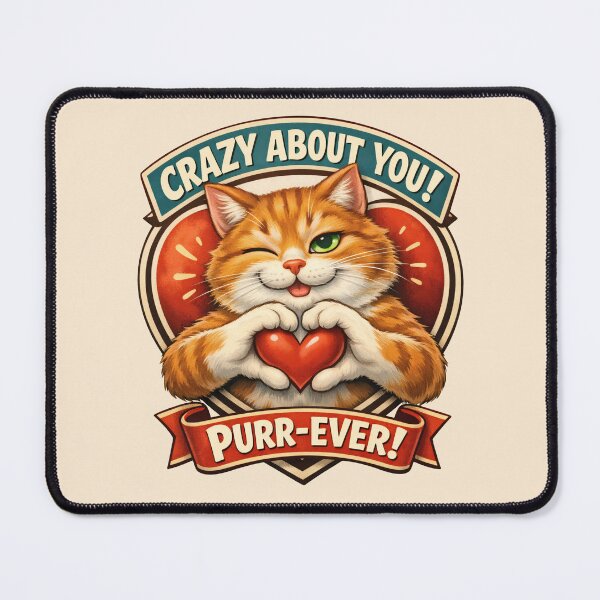 Item preview, Valentine Cat with Love Heart – Retro Romance designed and sold by memememescat.