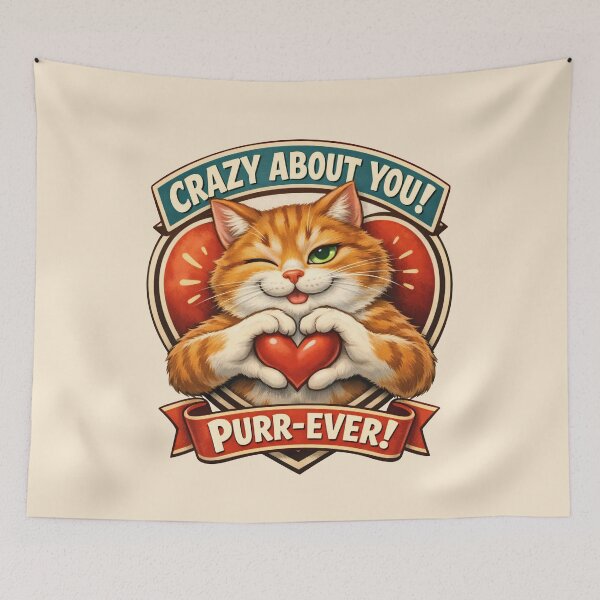 Item preview, Valentine Cat with Love Heart – Retro Romance designed and sold by memememescat.