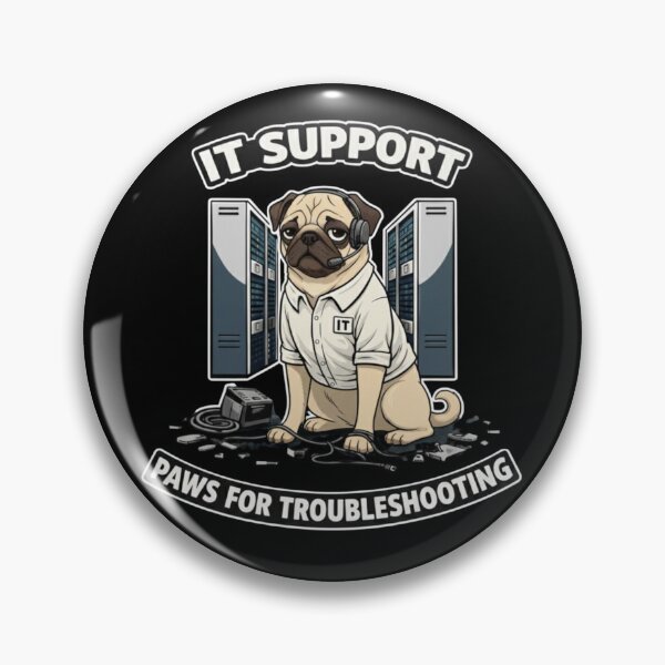 Artikelvorschau, Lustiger Mops-IT-Support – Pfoten für technische Problemlösung (Wortspiel) entworfen und verkauft von Pulse & Paws | Pop Culture Tees and Stickers.