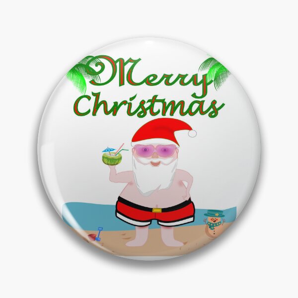 Item preview, Merry Christmas with Santa at the beach enjoying a tropical holiday designed and sold by Verle-art.