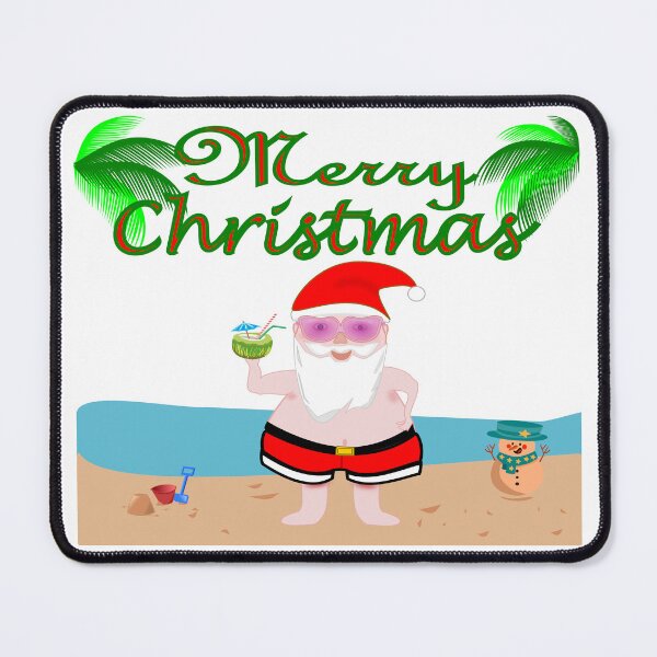 Item preview, Merry Christmas with Santa at the beach enjoying a tropical holiday designed and sold by Verle-art.