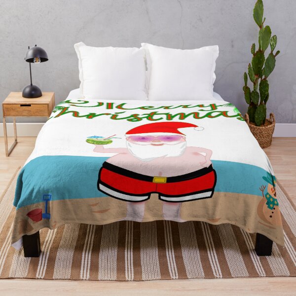 Item preview, Merry Christmas with Santa at the beach enjoying a tropical holiday designed and sold by Verle-art.