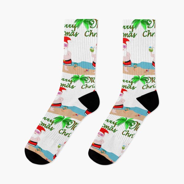 Item preview, Merry Christmas with Santa at the beach enjoying a tropical holiday designed and sold by Verle-art.