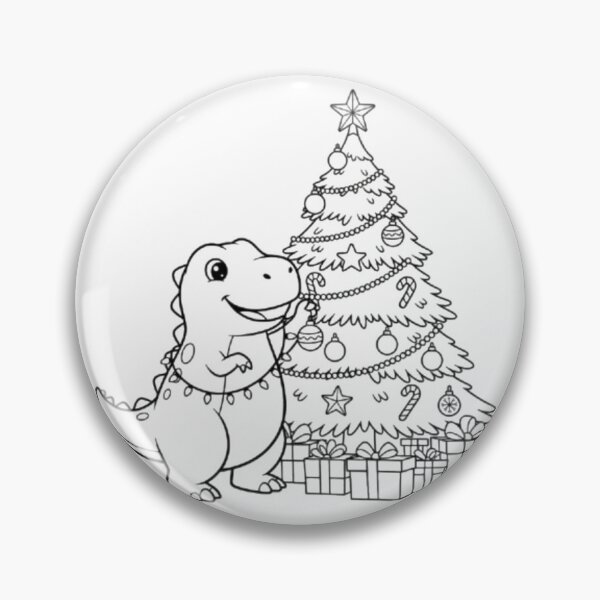 Item preview, Cute Christmas Dinosaur with Tree Line Art designed and sold by Modern   design.
