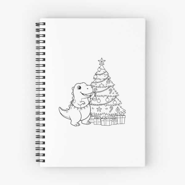 Item preview, Cute Christmas Dinosaur with Tree Line Art designed and sold by Modern   design.
