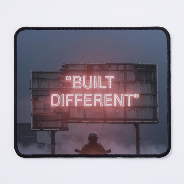 Item preview, “Built Different – Cyberpunk Motorcycle Neon” designed and sold by JustBigggie.