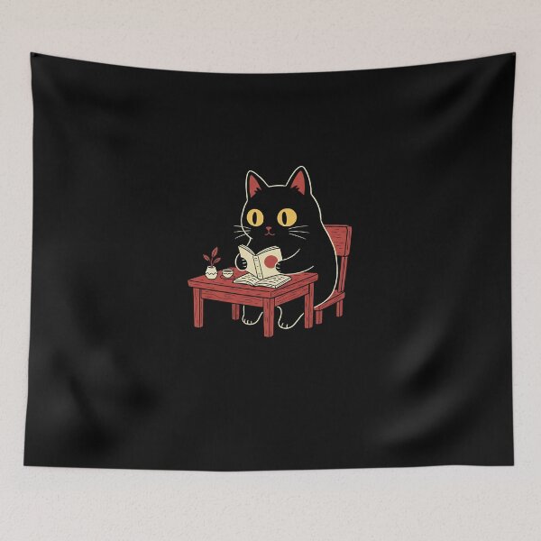 Item preview, Vintage Black Cat Reading Book Art  designed and sold by SWEET-TINAPAY.