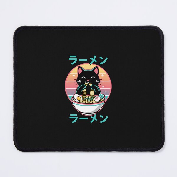 Item preview, Anime Cat Eats Ramen Retro Kawaii Ramen Cat designed and sold by SWEET-TINAPAY.