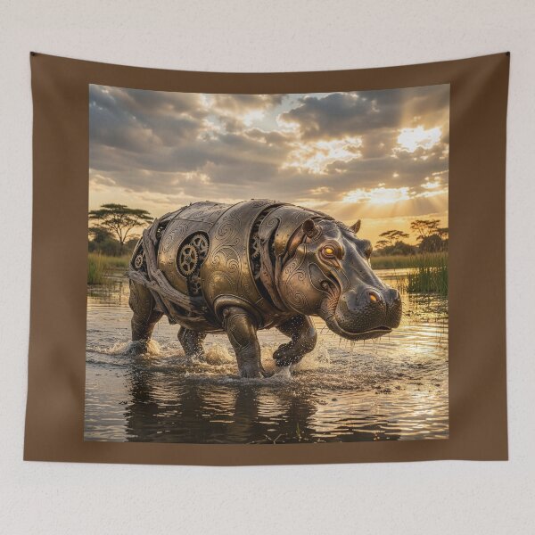 Item preview, Art Nouveau Steampunk Hippopotamus designed and sold by Tridentulus.