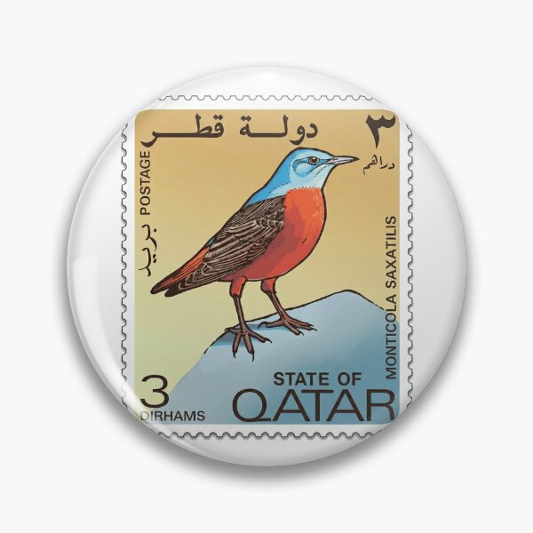 Item preview, Pegatina de pájaro de sello postal antiguo de Qatar (Monticola Saxatilis) designed and sold by BashPIXIE.