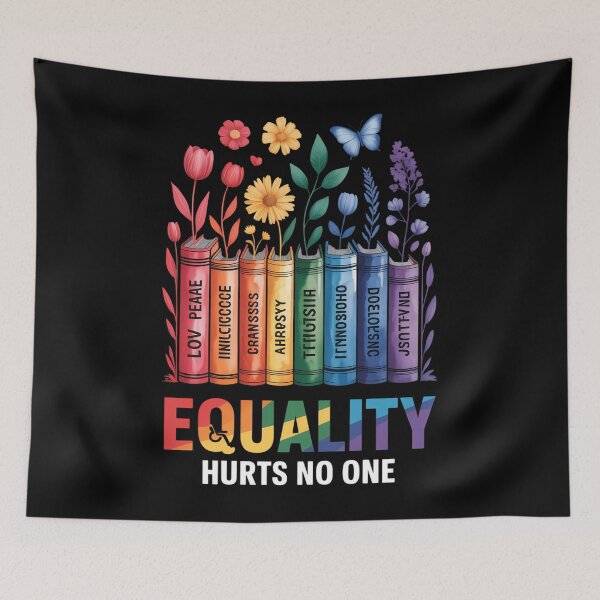 Item preview, Equality Hurts No One Book Flower Rainbow Pride Month LGBTQ designed and sold by EllenJast.