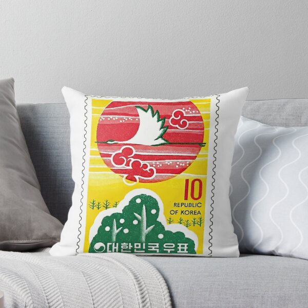 Item preview, Republic of Korea Vintage Postage Stamp Sticker – Red Sun, White Crane & Green Hills designed and sold by BashPIXIE.