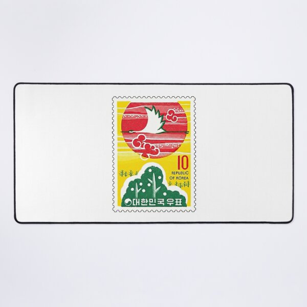 Item preview, Republic of Korea Vintage Postage Stamp Sticker – Red Sun, White Crane & Green Hills designed and sold by BashPIXIE.