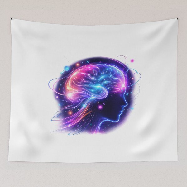 Item preview, Neon Mindscape – Futuristic Abstract Human Head Digital Art designed and sold by NomadUSArt.