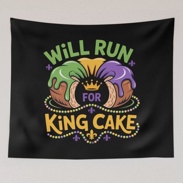 Item preview, Mardi Gras Running Will Run for King Cake Funny Runner designed and sold by CruelShadesSt.