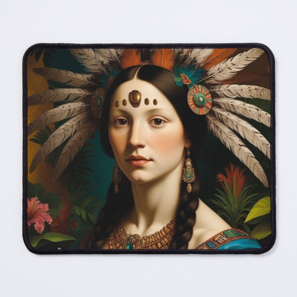 Item preview, Meso Lisa – Renaissance Portrait Reimagined in a Mesoamerican Art Style designed and sold by TheOuroborean.