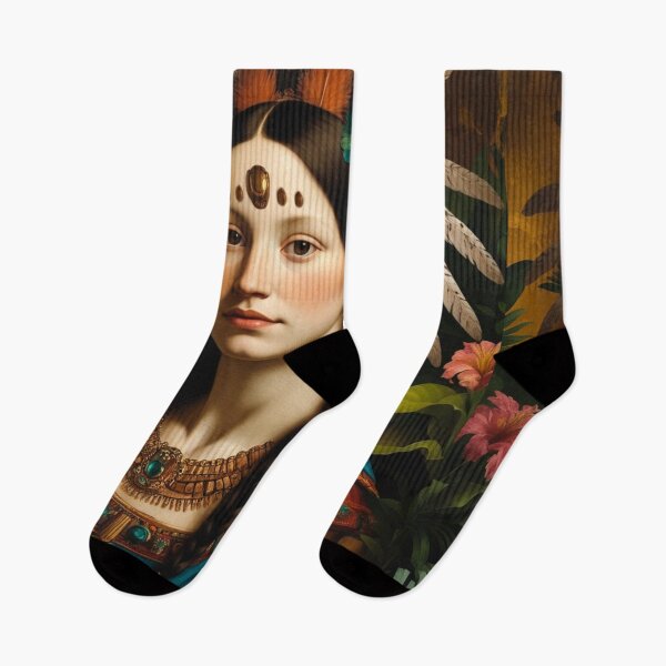 Item preview, Meso Lisa – Renaissance Portrait Reimagined in a Mesoamerican Art Style designed and sold by TheOuroborean.
