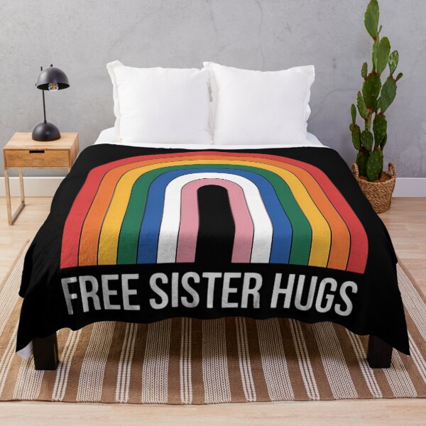 Item preview, Free Sister Hugs Rainbow Transgender Flag LGBTQ Gay Pride designed and sold by EllenJast.