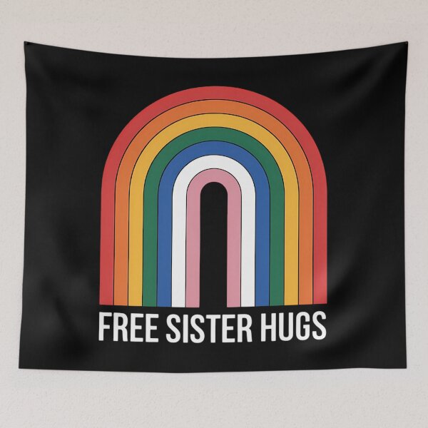 Item preview, Free Sister Hugs Rainbow Transgender Flag LGBTQ Gay Pride designed and sold by EllenJast.