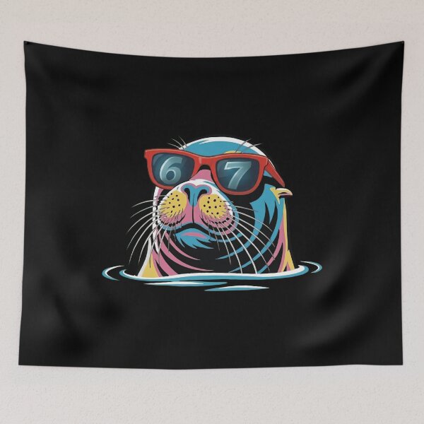 Item preview, Colorful Retro Seal Wearing Sunglasses 67 Six Seven Tee designed and sold by LashondaGreen89.