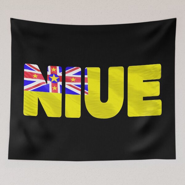 Item preview, NIUE - Flag Flying in Wind cut to Letters Souvenir Sticker Shirt designed and sold by Adam Gormley.