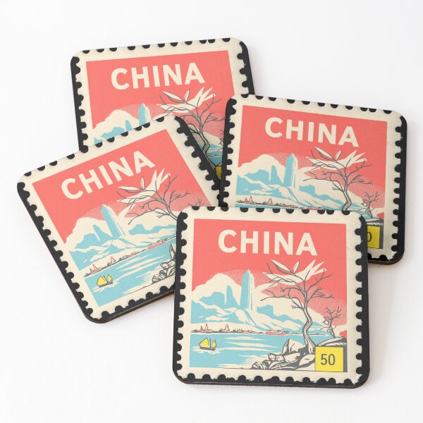 Item preview, Vintage China Postage Stamp Art - Guilin Karst Mountains & Junk Ship designed and sold by tiigerdad.