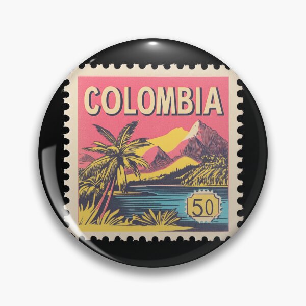 Item preview, Vintage Colombia Postage Stamp Art - Tropical Andes Mountain & Palm designed and sold by tiigerdad.