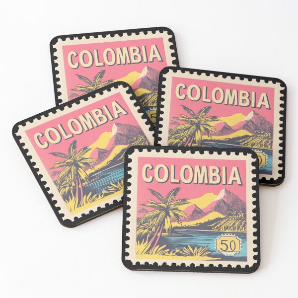 Item preview, Vintage Colombia Postage Stamp Art - Tropical Andes Mountain & Palm designed and sold by tiigerdad.