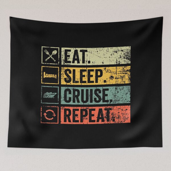Item preview, Eat Sleep Cruise Repeat Family Cruise Vacation Retro Vintage designed and sold by pfanodlnazb.