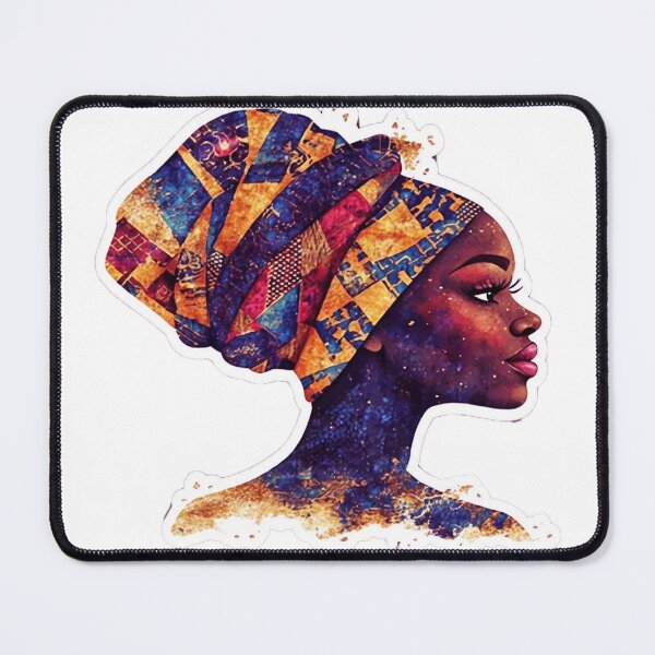 Item preview, Powerful African Queen in Modern Ankara Headwrap – Regal Profile Portrait Art designed and sold by ARTCREATESHOP.